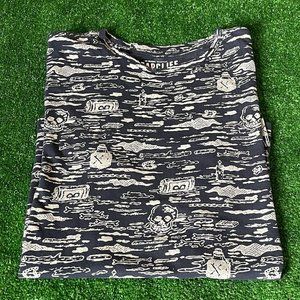 Bearcliff Dangers Icon Graphic Crew Neck Navy Blue  Short Sleeve T-Shirt Size S
